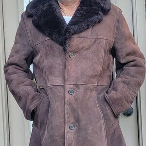 POLIMKA Shearling Dark Brown Men's Coat Large